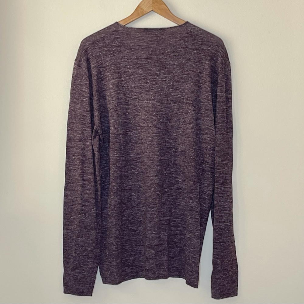 PENDING John Varvatos NWT Wool/Linend Sweater, Men’s L, Oxblood (Heathered Plum) - Picture 3 of 9